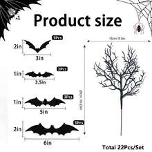 MEHELANY 22Pcs Artificial Plant Halloween Dead Branche 3D Bats Wall Decals Stickers Decor, Lifelike False Branches DIY Tree Branches For Halloween Props For Spooky Table & Haunted House, Dinner Party Decor, Witchcraft Theme, Horror Home Decor, Gothic Party Supplies,Haunted House Lighting, Ghost, Xmas Decor, Autumn, DIY Door Wreath Decor Halloween Decor Room Decor