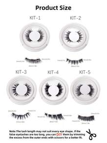 1对磁性眼线和假睫毛套装，无需胶水，可重复使用，适合旅行、出差、约会、酒店、度假、送礼、新手，方便易用。 - 眼尾拉長款 - 查看 5