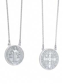 PRATAMIL JOIAS St. Benedict Scapular In 925 Silver Laser - Plateado - Ver 1