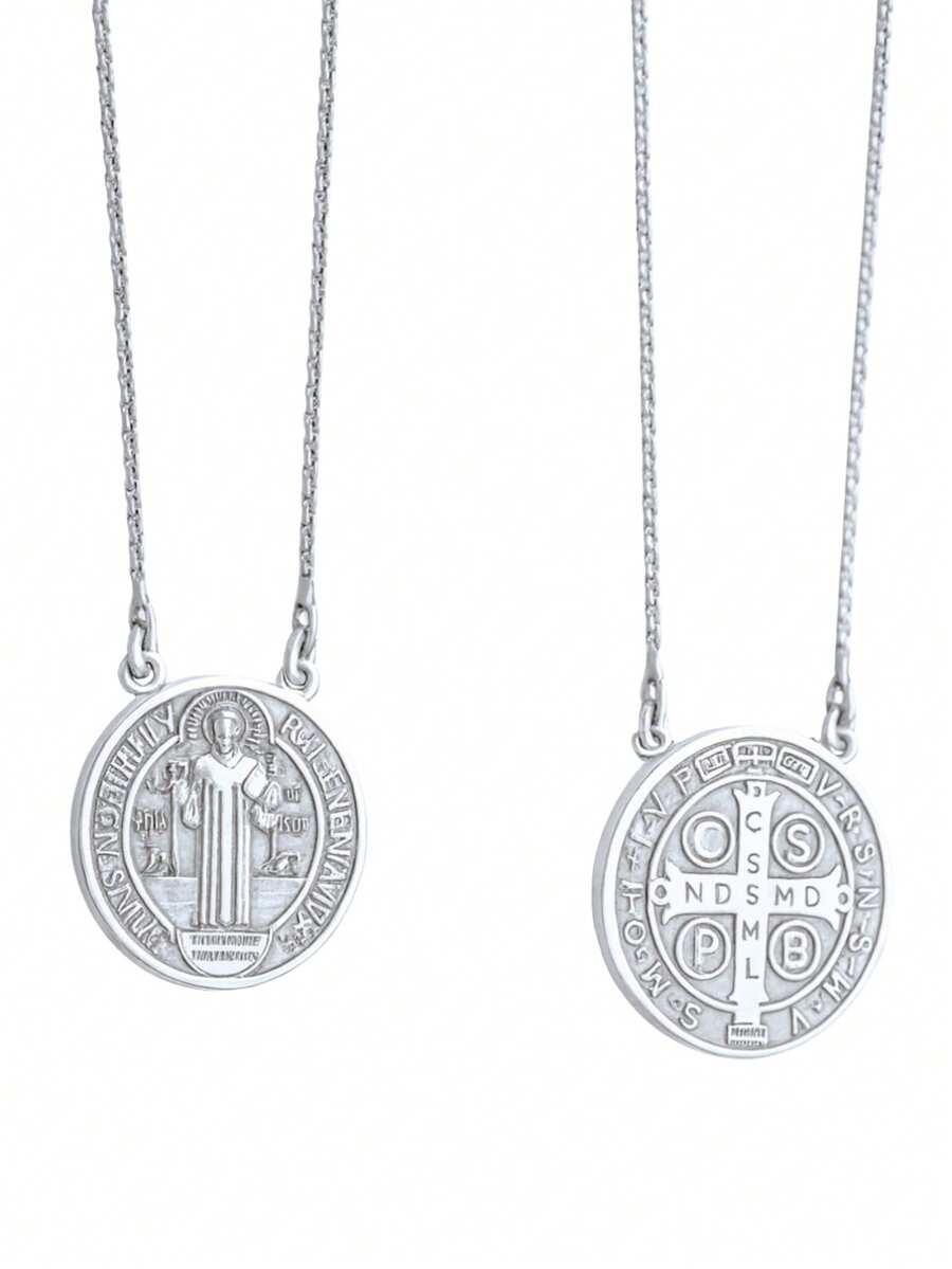 PRATAMIL JOIAS St. Benedict Scapular In 925 Silver Laser - Plateado - Ver 1