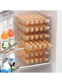1 Tier/2 Tier Egg Storage Box,30/40/60 Grid Stackable PET Egg Storage Set,Multi-Layer Egg Tray Container,Drawer Type Egg Storage Organizer,Transparent Fresh Organizer,For Kitchen Refrigerator Use - 1層裝30網格 - 查看 6