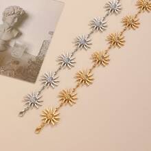 Metal Face Sunflower Waist Chain Body Chain Dress Waist Versatile Accessory,Sweet & Fashionable Gold Jewelry For Women, Suitable For Daily Wear, Beach, Date, Party - 銀色 - 查看 11