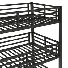 Twin XL Over Twin XL Over Twin XL Bunk Bed With Slide, Metal Triple Bunk Bed With Safety Guardrails, Heavy-Duty Bunk Bed With Noise-Reduced Design, Black - 1 - Xem 11