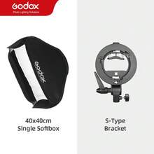 Godox 40x40cm 50x50cm 60x60cm 80x80cm 可折叠柔光箱 Speedlite 闪光灯柔光箱适用于 S 型支架，适合 Bowens Elinchrom 支架 - 黑色 - 查看 8