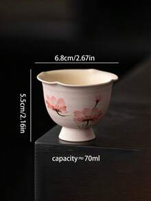 1 pieza/2 piezas Taza de té de cerámica con flores pintadas a mano, Taza de té con brillo del atardecer y mariposa, Taza de té de porcelana rosa femenina, Taza de té con tallo floral romántico, Juego de té Gongfu, Taza de té amada por las hadas, Taza de invitados para el hogar, Adecuada para todas las estaciones