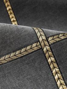 1pc Gray Sofa Throw Blanket With Contrast Color Ribbon, Modern Polyester Sofa Cover, Mult - Dark Grey - View 7