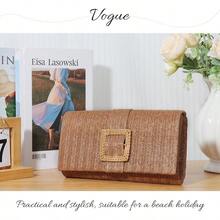 Straw Clutch Purses Women Summer Beach Bag Raffia Crossbody Purse Woven Envelope Handbag - màu nâu - Xem 7