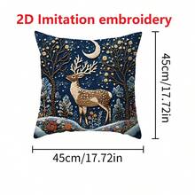1 pieza Funda de almohada con impresión plana 2D de escena navideña con nieve, serie de paisajes nocturnos y nevados con bordado no real, casa cálida con montaña nevada, renos, muñeco de nieve y escenario de pueblo impreso, funda de almohada decorativa navideña de invierno cálido para sofá, decoraciones navideñas, artículos de funda de almohada navideña, decoraciones de ambiente navideño, funda de almohada navideña 2026
