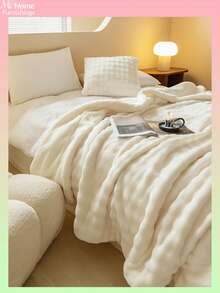 1 pieza Manta reversible suave y esponjosa de felpa de burbujas y sherpa, disponible en varios colores, decoración del hogar minimalista y de moda, adecuada para dormitorio, dormitorio de niños/niñas, siesta en el sofá, siesta en la oficina, regalo perfecto para el Día de San Valentín, lavable a máquina