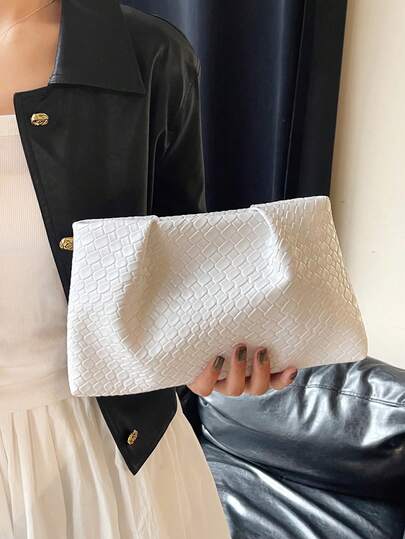 New Fashion Solid Color Clutch, Pleated Cloud Bag, Solid Color Casual Envelope Bag, Cosmetic Bag, Travel Accessory Bag, Inner Liner Bag, Toiletry Bag, Storage Pouch