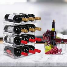 Estante apilable para almacenamiento de vasos de agua, estante de almacenamiento transparente de varias capas, estante de almacenamiento de despensa de cocina, estante de exhibición de botellas de agua, apto para gabinetes, refrigeradores, botellas de agua, tazas y estantes para vinos - transparente - Ver 4