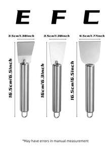 1 pieza Raspador de limpieza de acero inoxidable - Herramienta de espátula metálica multiusos, adecuada para cocina, baño y hogar - No se necesita electricidad, diseño ahorra espacio, limpieza del hogar, limpieza de la cocina, limpieza de fiestas