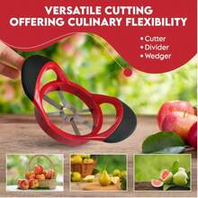 1 Pc Multi-Function Stainless Steel Apple Slicer, 8/12 Blades Fruit Cutter And Corer, Quick & Easy Kitchen Gadget For Apples, Pears, Peaches And Other Fruits, Durable Anti-Rust Material, Available In Red, Green And Black, Suitable For Home, Kitchen, Restaurant And Party Use (Dishwasher , Strong And Sharp Blades, Not Plastic Material)