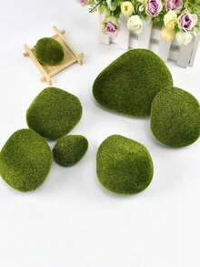 5pcs/10pcs Artificial Moss Rocks, Green Floral Moss Balls Moss Covered Stones Fake Moss Decor For Floral Arrangements Fairy Gardens And Crafting