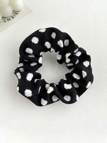 1pc Women's Cartoon Black & White Leopard Dot Wave Scrunchie, Elegant Retro Fashion Versatile Hair Accessory For Ponytail & Bun, Suitable For Daily Hairstyles, Ponytail Holders, Hair Elastics, Hair Rubber Bands, Scrunchies, Hair Rope ,Animal Print