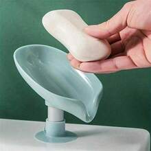 1 Piece Leaf Shaped Soap Drain Box With Suction Cup, Soap Dish, Suitable For Home Toilet, Bathroom Bathtub End
