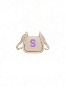 迷你休闲百搭简约纯色DIY PU材质斜跨单肩包，印有26个A-Z字母。您可以把它想象成一个口红零钱包，可以单肩背或斜挎。适合外出上学、旅行购物时使用。圣诞节、感恩节、周五的礼物。最佳礼物。 - 米色+紫色字母 - 查看 28