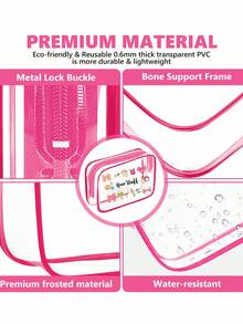 PVC材质发饰洗漱包，PVC旅行收纳包，拉链封口 - 轻便防褪色化妆洗漱包，女士/女孩适用，TSA认证便携式化妆箱，易于擦拭清洁，科技感十足的收纳包 | 现代美学 | 防褪色材质，旅行必备，假日度假包，上学化妆包，邮轮旅行必备，浴室洗漱包，大容量