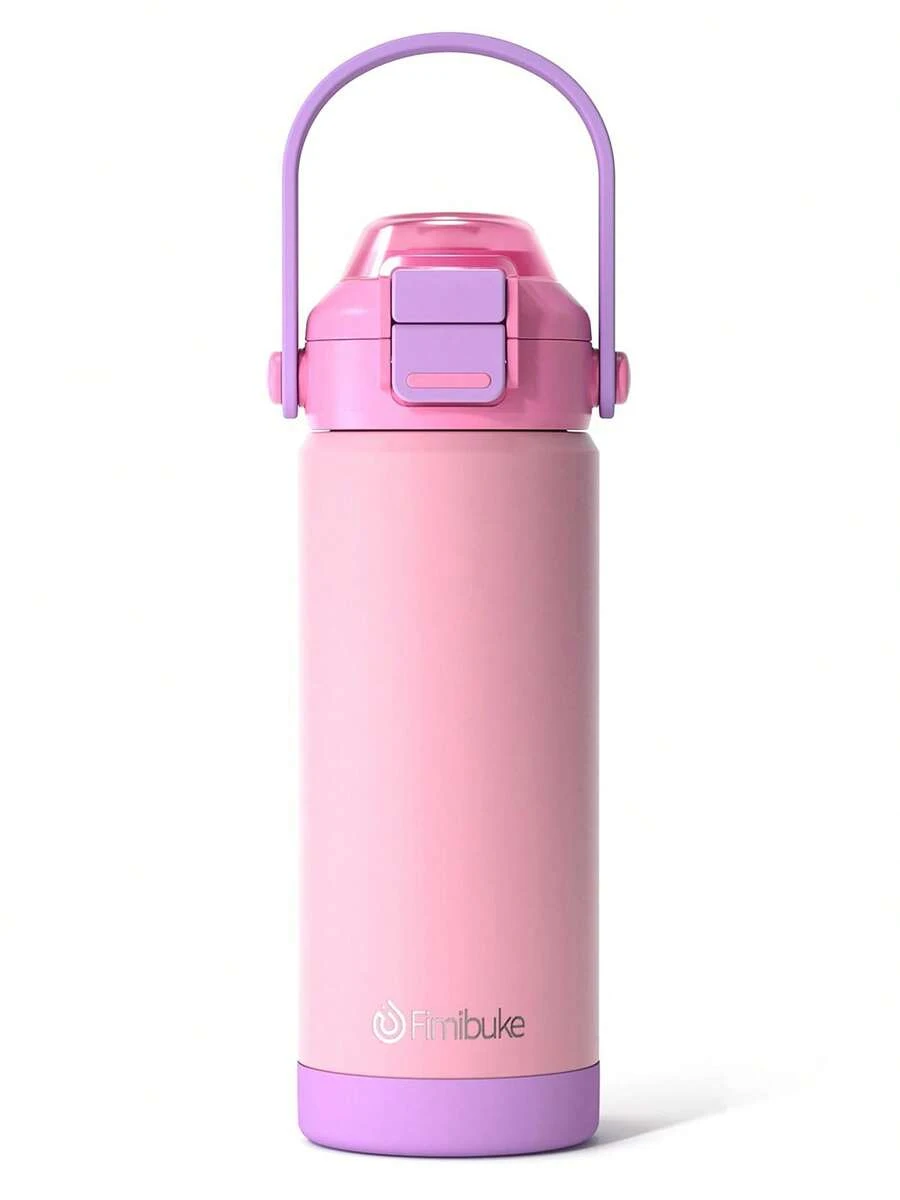 18oz Kids Insulated Water Bottle With Pop-Open Straw - 18/8 Stainless Steel Kid Cup Vacuum Tumbler Leak Proof Portable Kids Cup For Travel School Boys Girls - Hồng - Xem 1