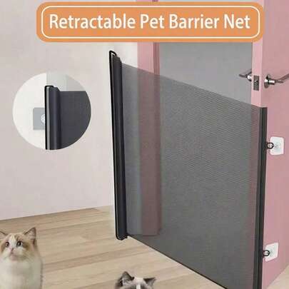 伸缩宠物门猫狗安全围栏小狗防护网室内婴儿门折叠宠物栅栏无需钻孔伸缩门适用于儿童或宠物适用于门口楼梯阳台
