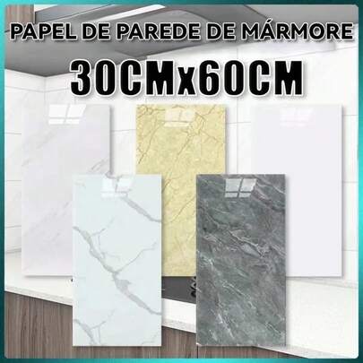 Paper and Wall Kit 40 Placas Adesivas Autocolantes 3d Mármore Lavavel Porcelanato 60x30cm