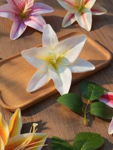 5pcs Lily Flower Hair Clips, Hawaiian Style, Artificial Flower Hair Clips For Back To School Season, Suitable For Holiday Beach Parties, Summer Tropical Floral Hair Accessories, Wedding Parties, Girls' Festival Gifts, Hair Claws, Hair Clips, Head Accessories, Hairpin - Multicolor - View 2