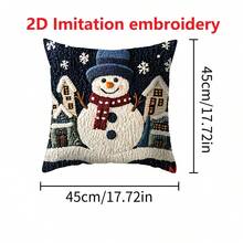 1 pieza Funda de almohada con impresión plana 2D de escena navideña con nieve, serie de paisajes nocturnos y nevados con bordado no real, casa cálida con montaña nevada, renos, muñeco de nieve y escenario de pueblo impreso, funda de almohada decorativa navideña de invierno cálido para sofá, decoraciones navideñas, artículos de funda de almohada navideña, decoraciones de ambiente navideño, funda de almohada navideña 2026