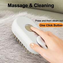 [Rechargeable Grooming] 2025 New 3-In-1 Rechargeable Cat & Dog Grooming Brush Anti-Static Steam, USB-Powered Massage & Hair Removal, Ergonomic Handle, 36V For Sensitive Light Beige, Pet Grooming