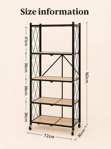 A Multi-Tiered Folding Floor-Standing Storage Rack With Casters, A Three-, Four-, Or Five-Tier Kitchen Microwave Rack, Living Room Bookshelf, Bathroom Storage Rack, And A Narrow-Gauge Household - Black (five Layers) - View 11