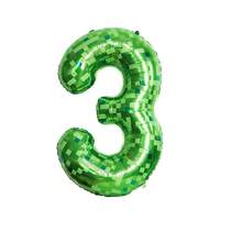 40 Inch Green Number Balloon Pixel Wind Aluminum Film Balloon Festival Party Decoration 0-9 Children's Adult Birthday Helium Balloon