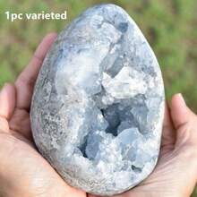 Celestite Druzy Crystal Stone, Crystal Crafts DIY, Home Decoration, Adds A Distinctive Atmosphere To Your Home,Birthday Gift - Blue and White - View 8