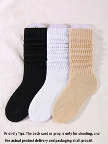 1/3/6 Pairs Women's Fall Autumn Winter Slouch Knit Socks Slouchy Socks Women Scrunch Socks Women Scrunchie Socks Women Crew Socks Delamerican (Apricot, Light Yellow, Khaki, Brown) Compression Socks Comfortable, Warm & Breathable, Fashionable Perfect Gifts For Hiking, Back To School, Halloween & Christmas Xmas