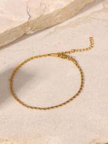 Stainless Steel Golden Twisted Chain Ankle Bracelet Daily Versatile Stacking Accessory