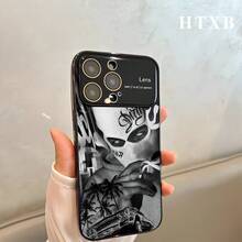 Funda para teléfono móvil con diseño de cocotero y hombre, electrochapada | Caja protectora AG Frosted Large View Window 2 en 1 para phone 17, 17 Pro, 17 Pro, 16 Pro, 16 Pro, 16 Plus, 16, 15 Pro, 15 Pro, 15 Plus, 15, 14 Pro, 14 Pro, 14 Plus, 14, 13 Pro, 13 Pro, 13, 12 Pro, 12 Pro y 12 Series - Plateado - Ver 5