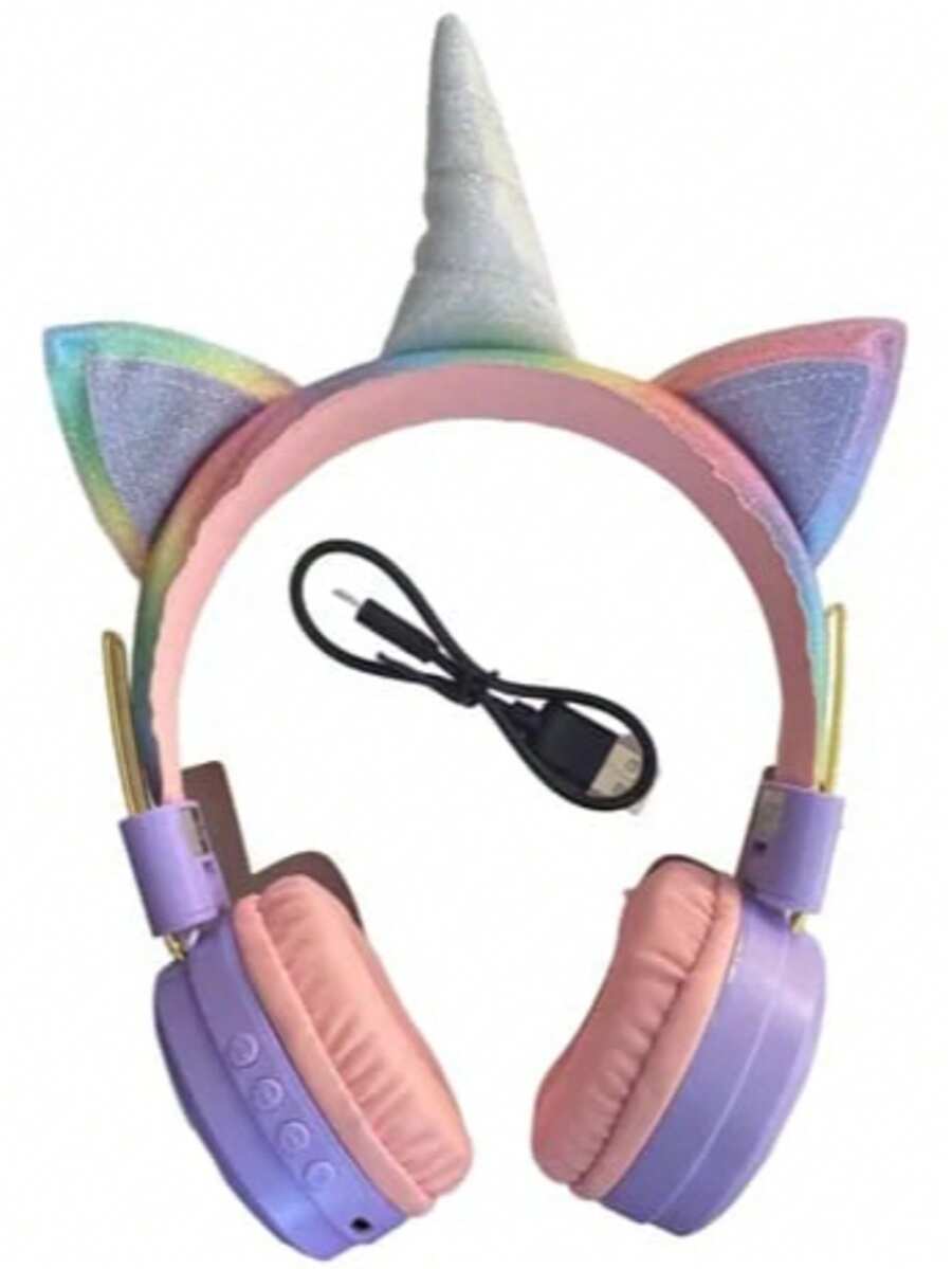 Audífonos con diseño de unicornio y orejitas decorativas, ideales para darle un toque divertido y tierno a tu estilo. Cuentan con diadema ajustable y suaves almohadillas que brindan comodidad durante horas de uso. Perfectos para escuchar música, ver videos. - Multicolor - Ver 1