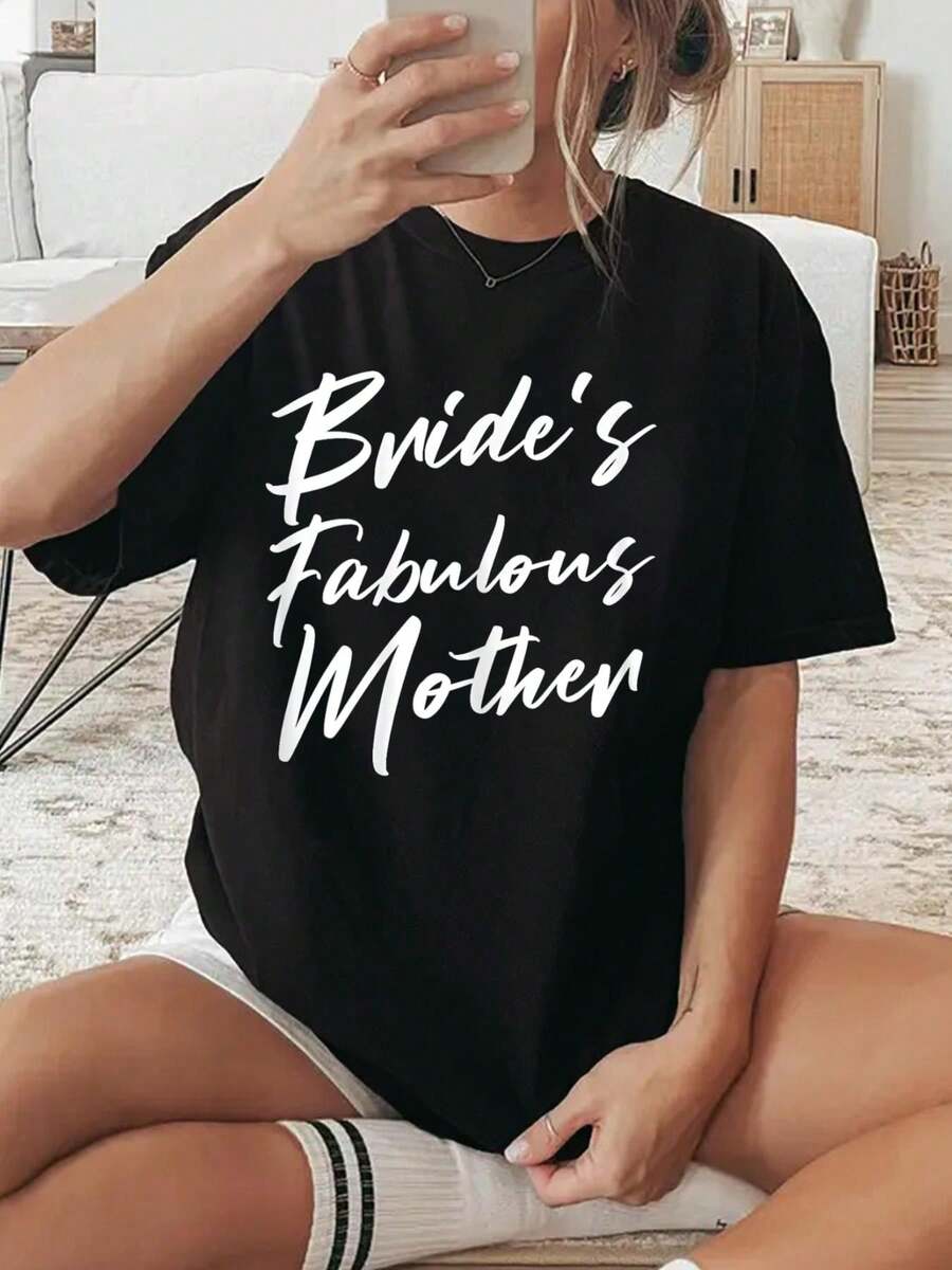Bride'S Fabulous Mother Mom Of The Bride To Be Wedding T-S, Graphic Tees Women - 黑色 - 查看 1