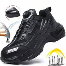 Sapatos Masculinos, Sapatos com Biqueira de Aço, Sapatos Esportivos Outdoor, Sapatos de Caminhada Masculinos, Anti-Esmagamento, Anti-Perfuração, Botas de Trabalho Outdoor, Botas de Trabalho de Construção Industrial Antichoque para Proteção Laboral