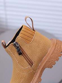 1 par de botas de tobillo para niños con suela suave antideslizante y punta redonda, casuales y de moda, adecuadas para otoño/invierno - Marrón - Ver 10