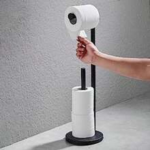 Floor Standing Toilet Paper Holder Stainless Steel Paper Roll Holder Storage Rack Bathroom Standing Paper Towel Holder - Black - View 8
