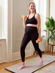 3 双女士黑色透气网眼、提耳、吸湿排汗速干针织面料袜子，鞋底防滑，Ins 风格，适合瑜伽、舞蹈、普拉提、室内健身、节日礼物。