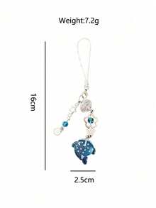 1Pc Cute Simulation Marine Shark Mobile Phone Chain Handcrafted Beaded Keyring Accessory Fish Charm Aesthetic Y2k Unique - Multicolor - View 7