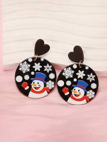 1 Pair Popular Christmas Series Santa Claus Acrylic Earrings