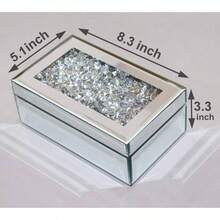 Luxury Silver Crushed Glass Mirrored Jewelry Box Organizer Storage Jewelry Box Women - 銀色 - 查看 2