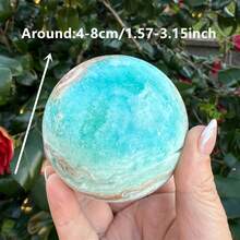 1pc Caribbean Septarian Geode - Bohemian Style Turquoise Blue & White Marble Pattern Home Decor, Christmas, Valentine's Day, Graduation Gift, Vintage Elegant Spiritual Ornament - Multicolor - View 3