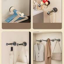 Powerful Suction Cup Clothes Hanger Rack, Extendable Foldable Entryway Bag Hook, No Drilling Balcony Wall Mount Multi-Function Storage Rack, Home Laundry Drying Rack Organizer Hook, Bathroom Jewelry Stand - Black - View 6