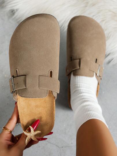 Lässige einfarbige Mule Schuhe, bequeme rutschfeste und strapazierfähige Weichsohle, runde Zehenform, bequemes Obermaterial, PVC-Sohle, Schlupfverschluss, geeignet für Outdoor-Aktivitäten für Mädchen in allen Jahreszeiten, erhältlich in Herbst/Winter-Versionen mit und ohne Thermofutter für ganzjährigen Einsatz