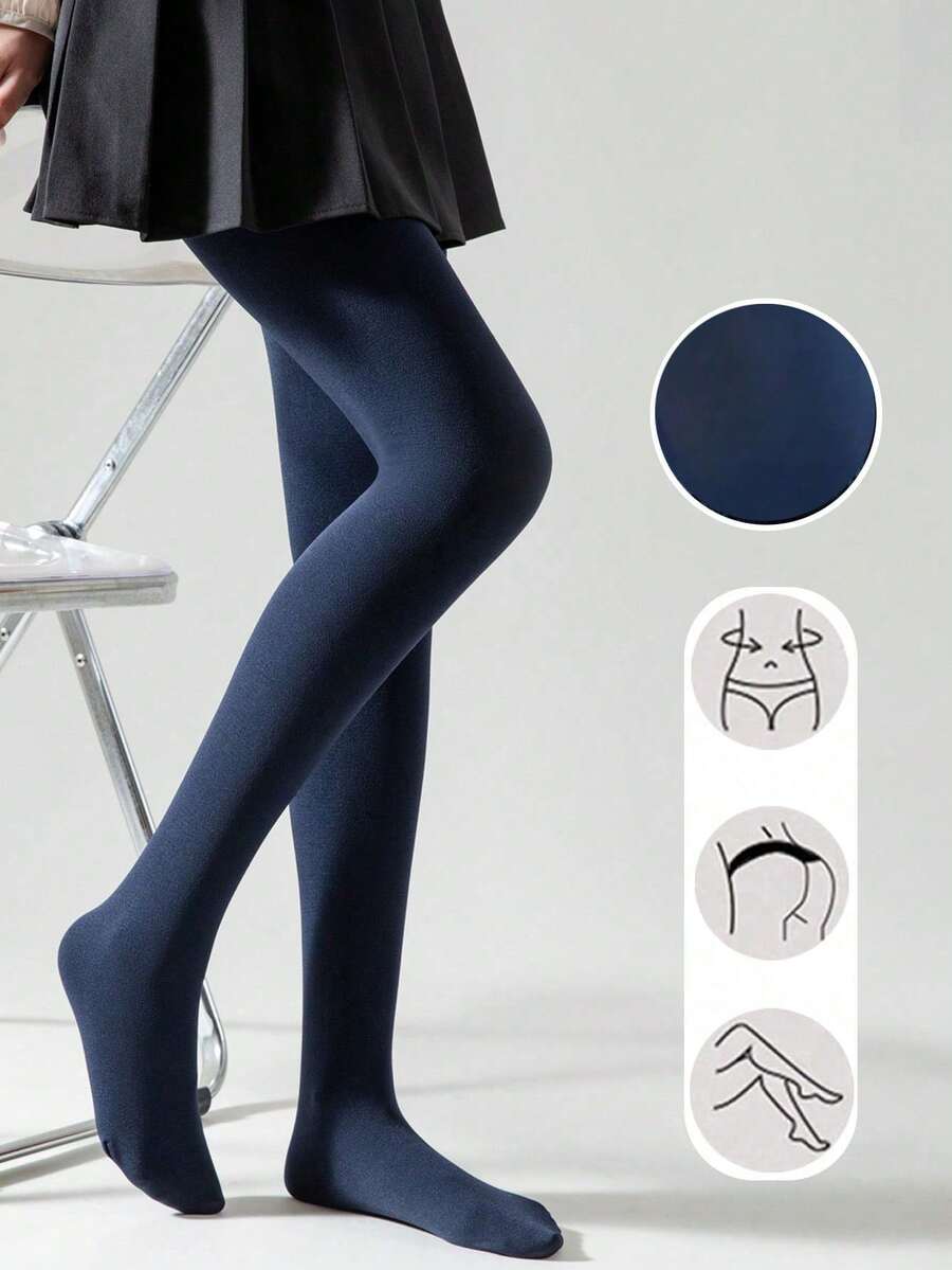 1 đôi quần tất nữ màu xanh hải quân, legging co giãn định hình, thoải mái và ấm áp cho mùa xuân và mùa thu. - Màu xanh hải quân - Xem 1