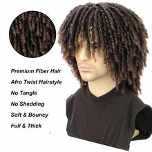 Short Dreadlock Wigs For Man Afro Twist Braided Dreadlocks Wig Synthetic Breathable Faux Locs Braids Curly Wig - 彩色 - 查看 7