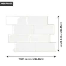 WoStick 4/10/20 片装防水砖纹 3D 墙板，DIY 瓷砖贴纸，可移除自粘墙砖，适用于厨房浴室防溅板和节日装饰 - 白色 - 查看 3