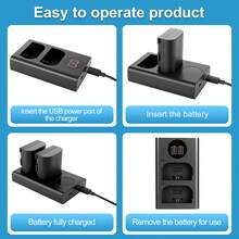 EDEKOY LP-E6 Charger For Canon LP-E6N LP-E6 Battery USB Dual Charger For Canon EOS R7, R6 R5 R 5DS 6D 7D 90D 80D 70D 60D 60DA 5D Mark IV 5D Mark III 5D Mark II 6D Mark II 7D Mark II Cameras - 兩個電池帶一個充電器 - 查看 5